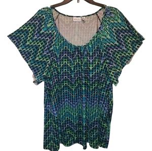 Women's Kim Rogers Green,  Black, & Blue blouse